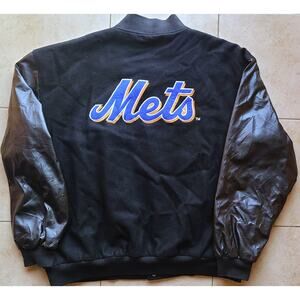 New York Mets Jeff Hamilton bomber Varsity jacket JH leather 3XL black MLB vtg